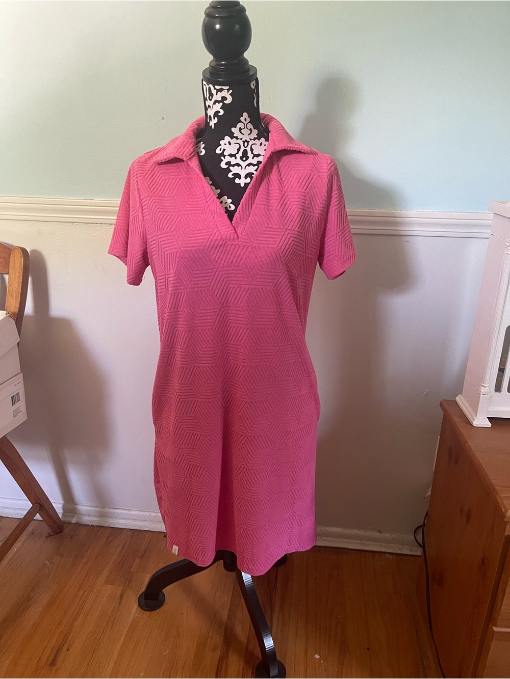 Simply Souther Women’s Pink V-Neck Polo Swim Cover-Up Dress